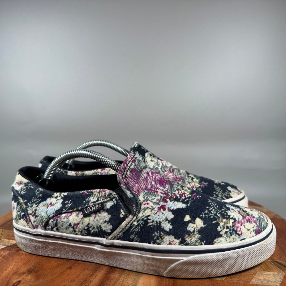 Vans Classic Slip-On Floral Tapestry Navy Blue Sneakers Womens 7.5 TB4R